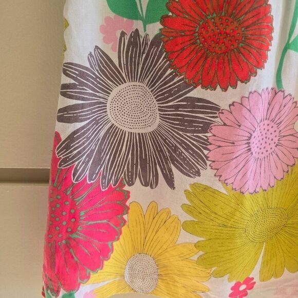 Mini Boden Other - Mini Boden |Childs White Floral Lin/Ctn Dress, Slvls, Piped Neck & Armhole, 5-6Y